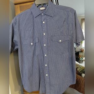 Wrangler Navy Pinstripe Casual Shirt